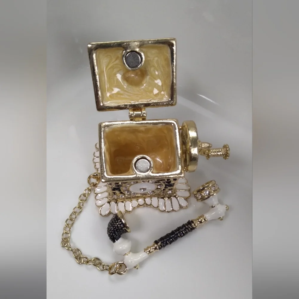 Vintage Style Gold and Black Telephone Trinket Box
